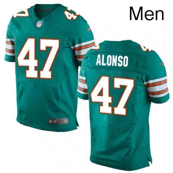 Mens Nike Miami Dolphins 47 Kiko Alonso Elite Aqua Green Alternate NFL Jersey